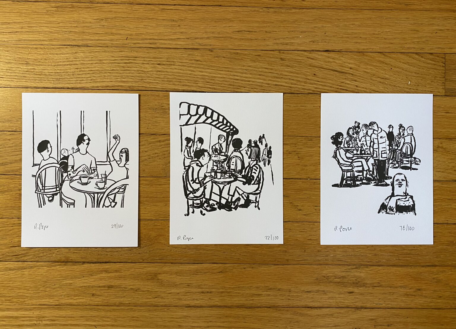 Russ Pope Paris France Triptych printed by Egg Press